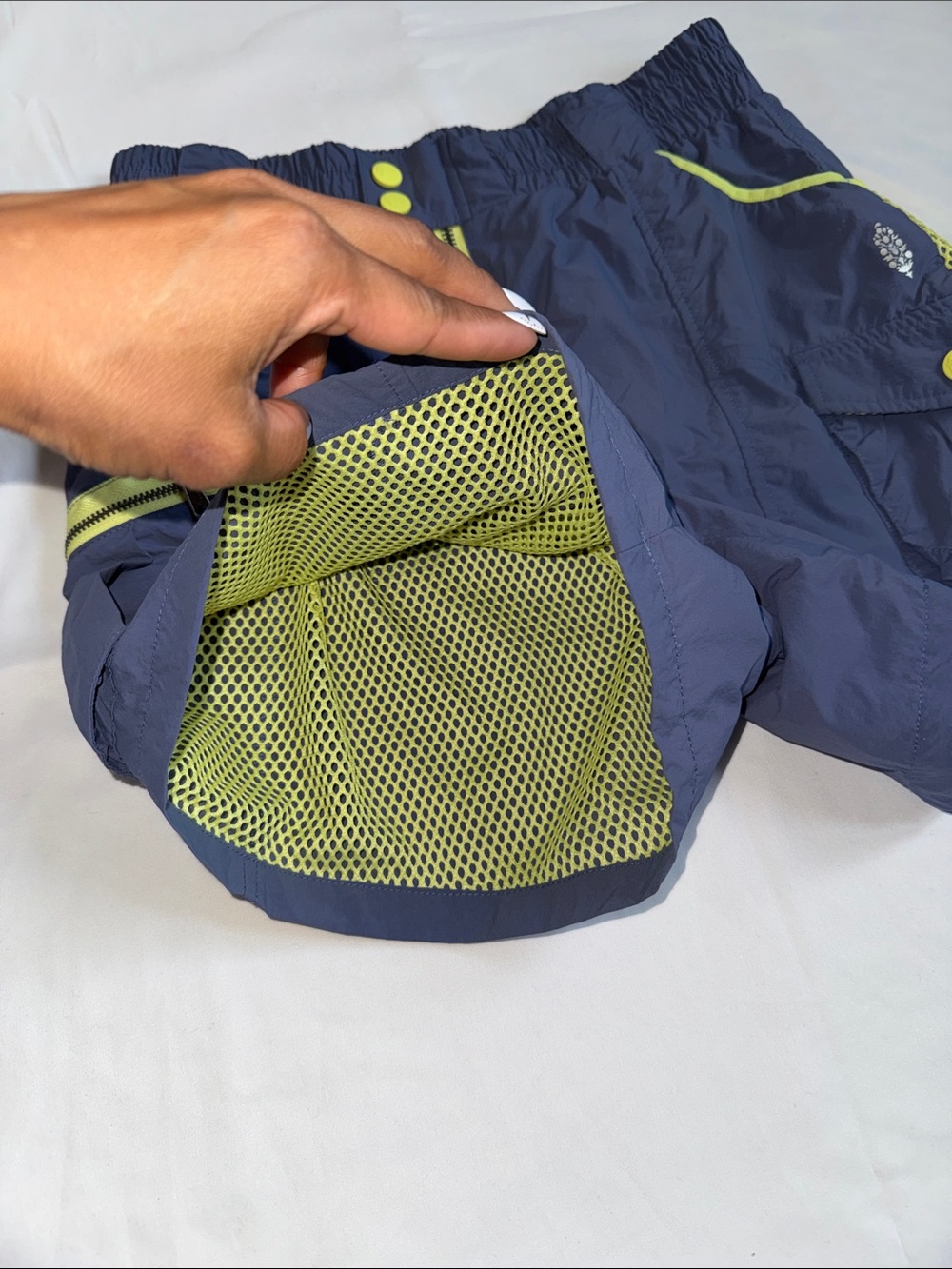 FP Movement by Free People Navy Shorts with Neon Yellow Trim - Picture 2 of 9